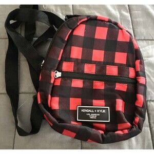 Kendall + Kylie Mini Red Black Plaid Backpack